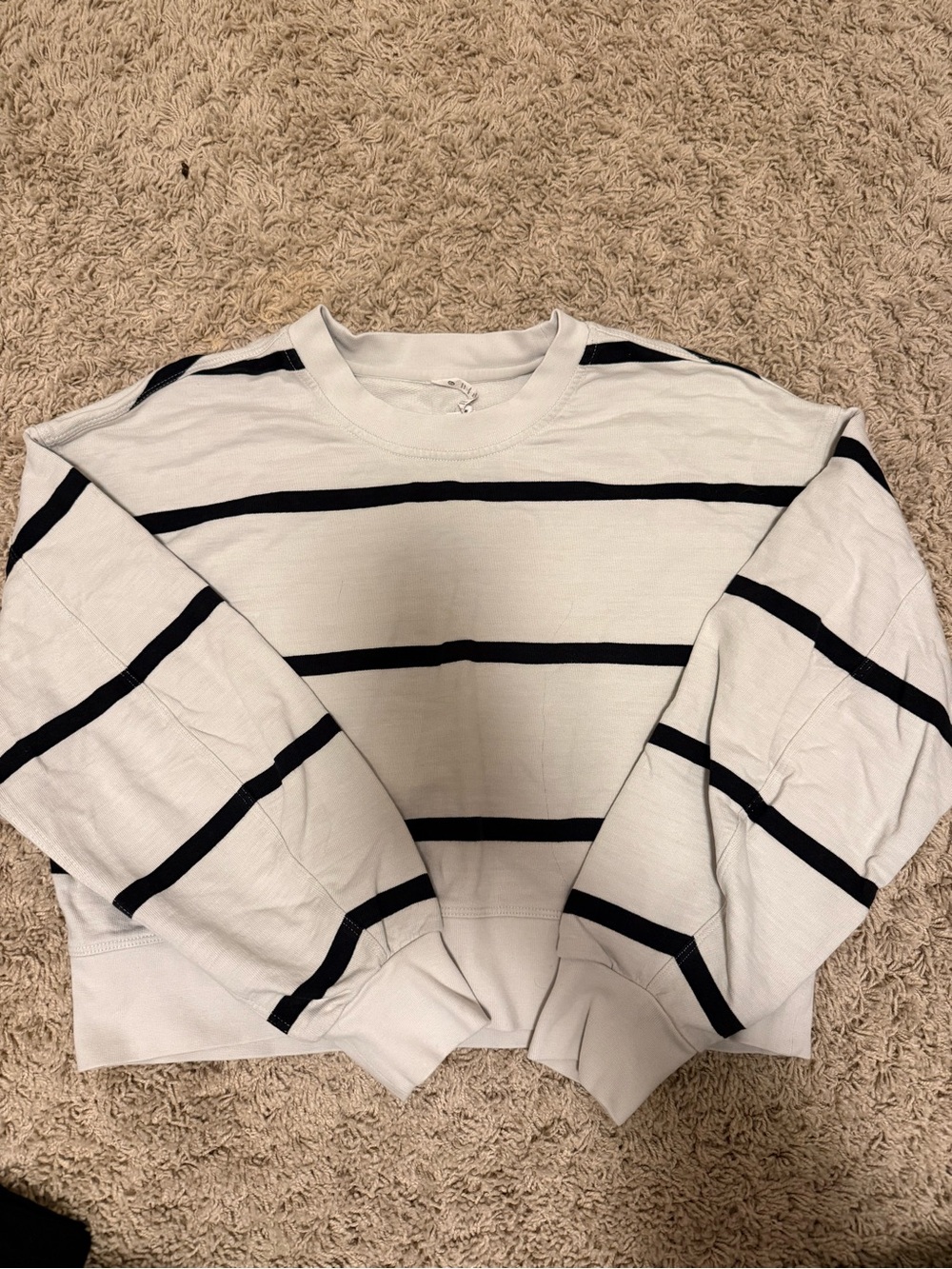 lululemon athletica Cream and Black Striped Crewneck